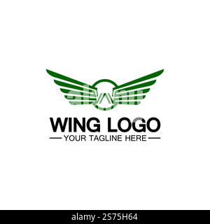 W letter for wings logo design, combination w letter and wings Stock Vector