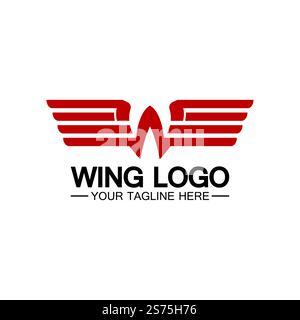 W letter for wings logo design, combination w letter and wings Stock Vector