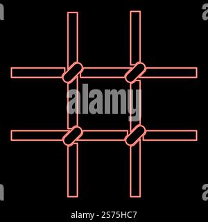 Neon prison bars Metal grid red color vector illustration image flat style light. Neon prison bars Metal grid red color vector illustration image flat style Stock Vector