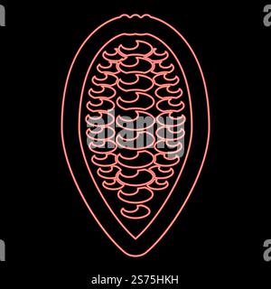 Neon cacao bob beans Cocoa fruit Chocolate seeds icon black color vector illustration flat style simple image red color vector illustration image flat style light. Neon cacao bob beans Cocoa fruit Chocolate seeds icon black color vector illustration flat style image red color vector illustration image flat style Stock Vector