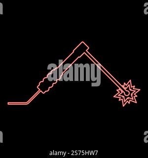 Neon welding process Spark from electrode with torch Work and tools concept red color vector illustration image flat style light. Neon welding process Spark from electrode with torch Work and tools concept red color vector illustration image flat style Stock Vector