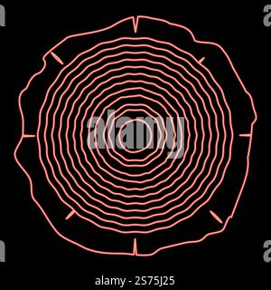 Neon cut tree Wood rings trunk Timber wooden texture icon black color vector illustration flat style simple image red color vector illustration image flat style light. Neon cut tree Wood rings trunk Timber wooden texture icon black color vector illustration flat style image red color vector illustration image flat style Stock Vector