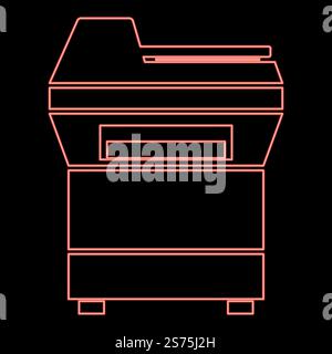 Neon copy machine Printer Copier for office Photocopier Duplicate equipment icon black color vector illustration flat style simple image red color vector illustration image flat style light. Neon copy machine Printer Copier for office Photocopier Duplicate equipment icon black color vector illustration flat style image red color vector illustration image flat style Stock Vector