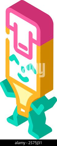 highlighter stationery character isometric icon vector. highlighter stationery character sign. isolated symbol illustration. highlighter stationery character isometric icon vector illustration Stock Vector