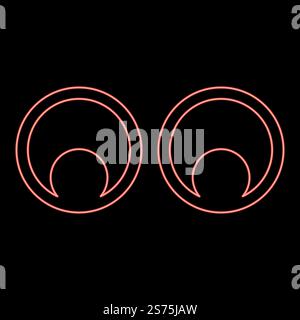 Neon eyes Look concept Two pairs eye View red color vector illustration image flat style light. Neon eyes Look concept Two pairs eye View red color vector illustration image flat style Stock Vector