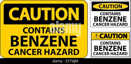 Caution Contains Benzene Sign On White Background Stock Vector