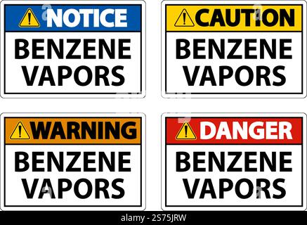 Caution Benzene Vapors Sign On White Background Stock Vector