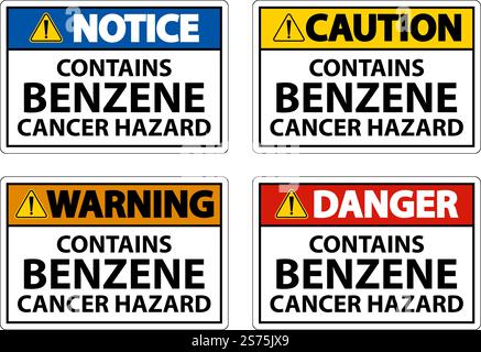 Caution Contains Benzene Sign On White Background Stock Vector