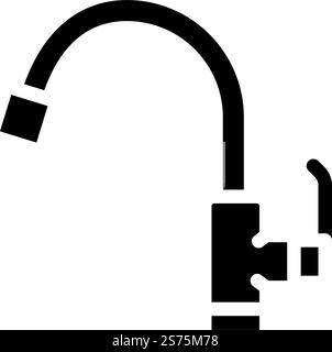 sink faucet water glyph icon vector. sink faucet water sign. isolated symbol illustration. sink faucet water glyph icon vector illustration Stock Vector