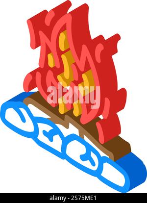 campfire isometric icon vector. campfire sign. isolated symbol illustration. campfire isometric icon vector illustration Stock Vector