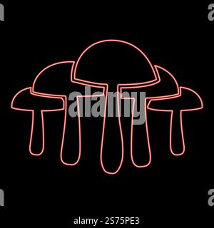 Neon mushrooms red color vector illustration image flat style light. Neon mushrooms red color vector illustration image flat style Stock Vector