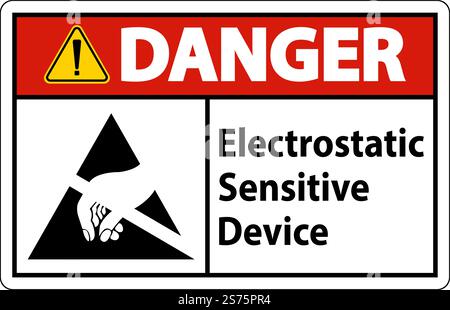 Danger Electrostatic Sensitive Device Sign On White Background Stock ...