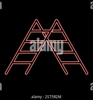 Neon step ladder icon black color vector illustration flat style simple image red color vector illustration image flat style light. Neon step ladder icon black color vector illustration flat style image red color vector illustration image flat style Stock Vector