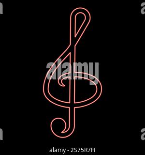 Neon treble clef icon black color vector illustration flat style simple image red color vector illustration image flat style light. Neon treble clef icon black color vector illustration flat style image red color vector illustration image flat style Stock Vector