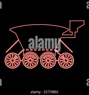 Neon moon rover Mars explorer Space machine Planets vehicle red color vector illustration image flat style light. Neon moon rover Mars explorer Space machine Planets vehicle red color vector illustration image flat style Stock Vector