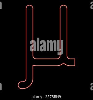 Neon mu greek symbol small letter lowercase font red color vector illustration image flat style light. Neon mu greek symbol small letter lowercase font red color vector illustration image flat style Stock Vector