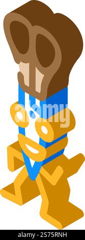 scissors school character isometric icon vector. scissors school character sign. isolated symbol illustration. scissors school character isometric icon vector illustration Stock Vector