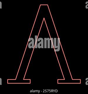 Neon lambda greek symbol capital letter uppercase font red color vector illustration image flat style light. Neon lambda greek symbol capital letter uppercase font red color vector illustration image flat style Stock Vector