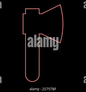 Neon ax Axe red color vector illustration image flat style light. Neon ax Axe red color vector illustration image flat style Stock Vector