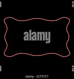 Neon rectangular banner layout wave shape frame application poster Blank mockup Empty template red color vector illustration image flat style light. Neon rectangular banner layout wave shape frame application poster Blank mockup Empty template red color vector illustration image flat style Stock Vector