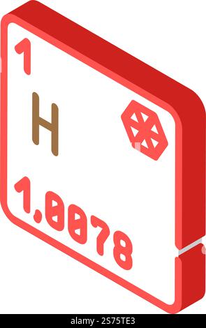periodic table element hydrogen isometric icon vector illustration ...
