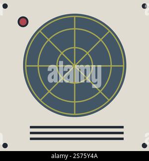Radar or panel with display detecting the presence, direction, and distance. Isolated components and details, elements and structure of gadgets and equipment or appliances. Vector in flat style. Panel or radar of gadget or equipments vector Stock Vector