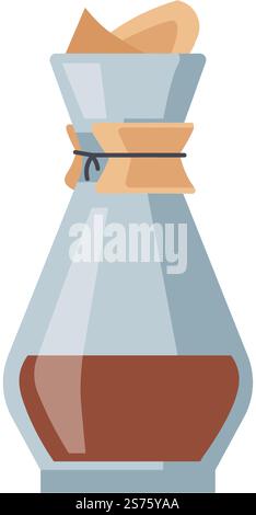 Aromatic beverage preparation and storage of ground coffee. Isolated glass jar with lid, container for selling powder for making drink. Cafe or restaurant, home supplies. Vector in flat style. Coffee powder in container, aromatic beverage Stock Vector