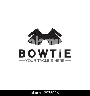 vintage silhouette bow tie logo vector illustration design. butterfly tie logo and symbol Stock Vector
