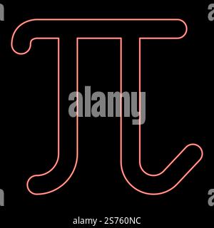 Neon pi greek symbol small letter lowercase font red color vector illustration image flat style light. Neon pi greek symbol small letter lowercase font red color vector illustration image flat style Stock Vector