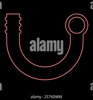 Neon branch pipe red color vector illustration image flat style light. Neon branch pipe red color vector illustration image flat style Stock Vector