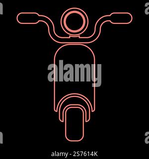 Neon moped Scooter Motorcycle Electric bike red color vector illustration image flat style light. Neon moped Scooter Motorcycle Electric bike red color vector illustration image flat style Stock Vector