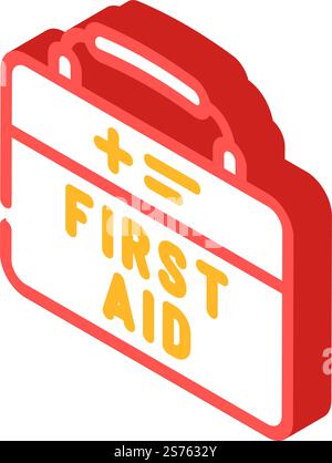 first aid kit box isometric icon vector. first aid kit box sign. isolated symbol illustration. first aid kit box isometric icon vector illustration Stock Vector