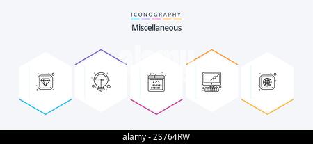 Miscellaneous 25 Line icon pack including globe. coding. pc. computer Stock Vector