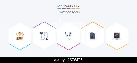 Plumber 25 Flat icon pack including mechanical. plumber. pipe. mechanical. plumbing Stock Vector