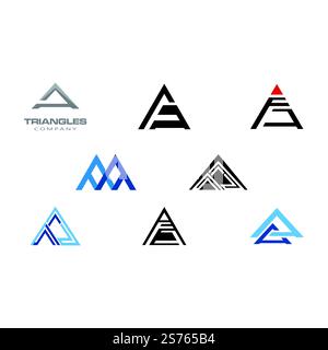 Futuristic Triangle Chain logo design inspiration Stock Vector