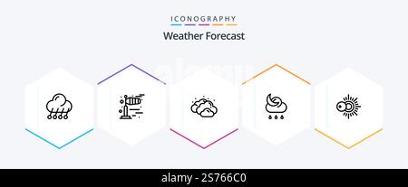 Weather 25 Line icon pack including weather. sun. cloud. weather. moon Stock Vector