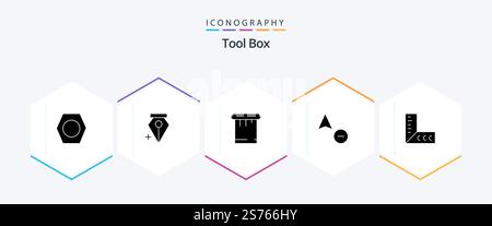 Tools 25 Glyph icon pack including . . tools. tools. geometry Stock Vector