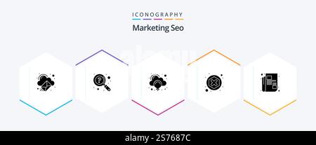 Marketing Seo 25 Glyph icon pack including letter. digital. support. blocker. idea Stock Vector