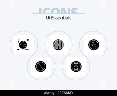 Ui Essentials Glyph Icon Pack 5 Icon Design. interface. add. medal. planet. global Stock Vector