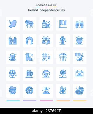 Creative Ireland Independence Day 25 Blue icon pack  Such As glass. drink. bottle. beer. ireland Stock Vector