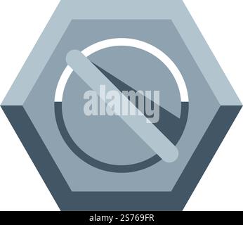 Control and adjusting button, isolated panel element or part of electronic device. Icon of bolt, adjusting settings and configuration, gadgets designs and industry equipment. Vector in flat style. Panel knob or bolt, control and adjusting button Stock Vector