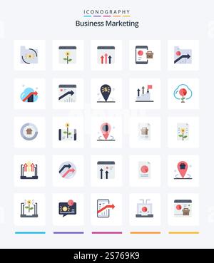 Creative Business Marketing 25 Flat icon pack  Such As report. business. financial. report. graph Stock Vector
