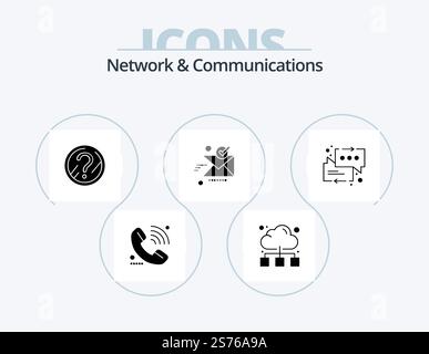 Network And Communications Glyph Icon Pack 5 Icon Design. good. sent. internet. send. solution Stock Vector