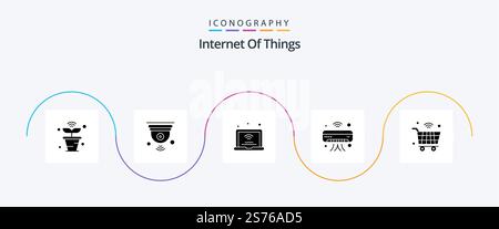 Internet Of Things Glyph 5 Icon Pack Including internet of things. ac. iot. wifi. internet of things Stock Vector