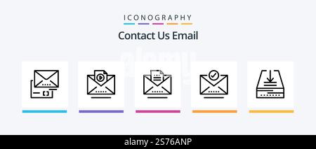 Email Line 5 Icon Pack Including . envelope. favorite. email. mail. Creative Icons Design Stock Vector