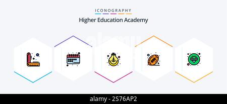 Academy 25 FilledLine icon pack including owl. sport. education. ball. study Stock Vector