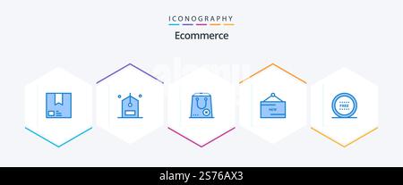 Ecommerce 25 Blue icon pack including new. ecommerce. discount. package. commerce Stock Vector