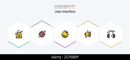 User Interface 25 FilledLine icon pack including . help. notification. headset. volume Stock Vector