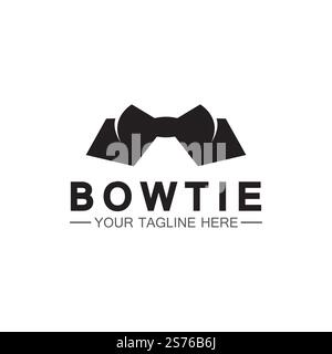 vintage silhouette bow tie logo vector illustration design. butterfly tie logo and symbol Stock Vector