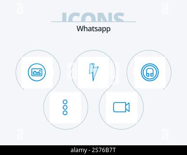 Whatsapp Blue Icon Pack 5 Icon Design. ui. headphone. photo. earphone. basic Stock Vector